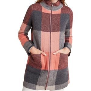 EUC Pink and grey checkered wool coat
